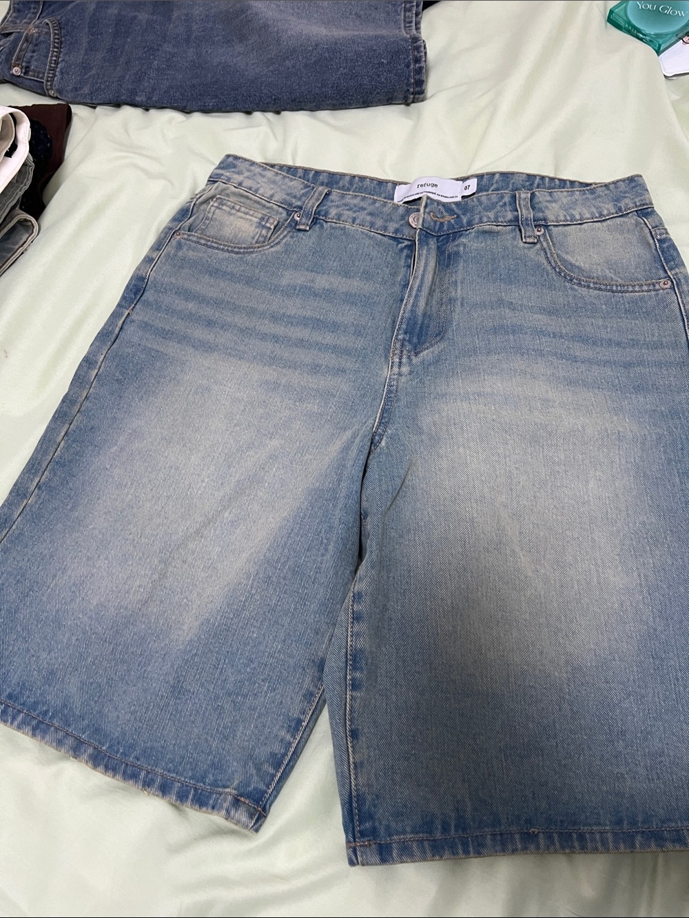 refuge Light Blue Denim Bermuda Shorts